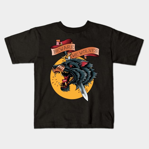 beware the wolf Kids T-Shirt by akawork280